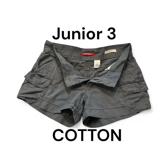 UNIONBAY Utility Shorts Junior Sz 3 Boy Fit 100% Cotton Union Bay Grey 6 Pockets - Picture 1 of 7